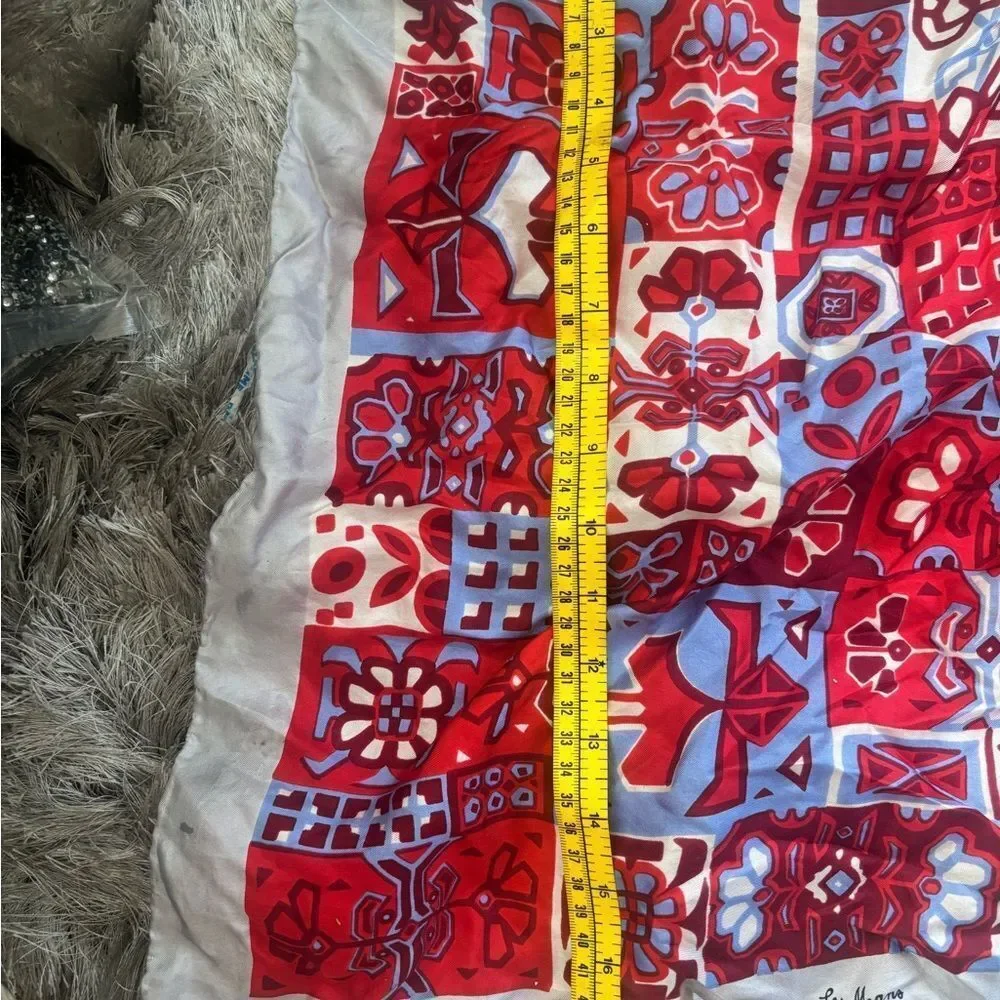 LES MANS Geometric Printed Scarf silk dress suit accessory neck wear head wear